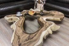 16 a unique wood and resin coffeee table is a show stopper in this living room