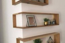 16 outer corner box-style shelves look very eye-catchy and allow storage without wasting floor space