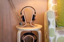 25 a double decker IKEA Frosta stool with earphone holders is ideal for a living room or a home office