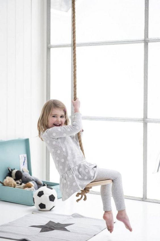 a simple swing made of thick rope and a Frosta stool won't take much time to craft and much space
