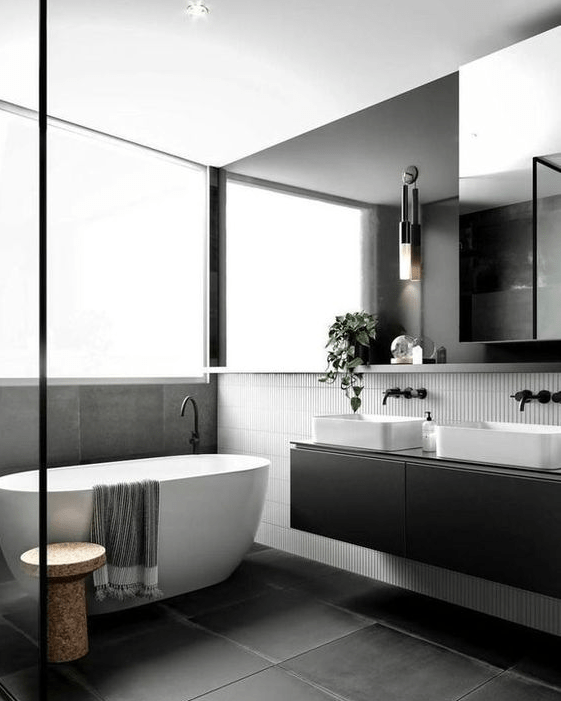 81 Non-Boring Black And White Bathroom Decor Ideas - Shelterness