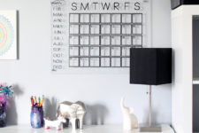 DIY acrylic calendar with black letters