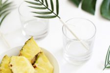 DIY palm leaf drink stirrers