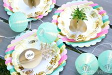 DIY 3D gilded pineapples for holding cards