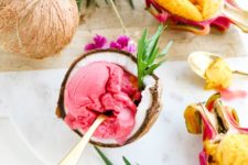 DIY assorted fruit bowls for sorbet and ice cream