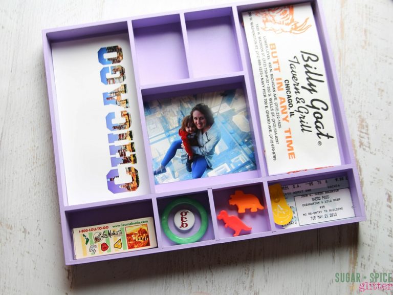 DIY lilac travel box with many compartments