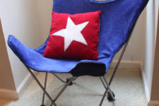 DIY patriotic butterfly chair cover in red, blue and white