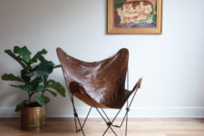 DIY brown leather butterfly chair cover