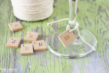 DIY stamped wood tile glass charms