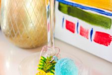 DIY pineapple and pompom glass charms