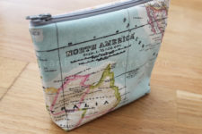 DIY map printed makeup pouch