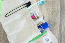 DIY washcloth travel kit for toothbrushes