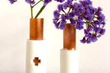 DIY porcelain and copper pipe vases
