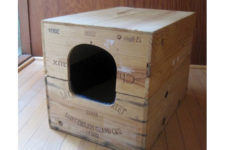DIY wine crate hidden cat litter box