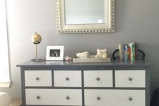 13 a Hemnes dresser painted graphite grey with white inlays and grey knobs for a cool look