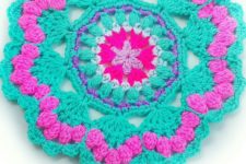 DIY colorful mandala crocheted potholder
