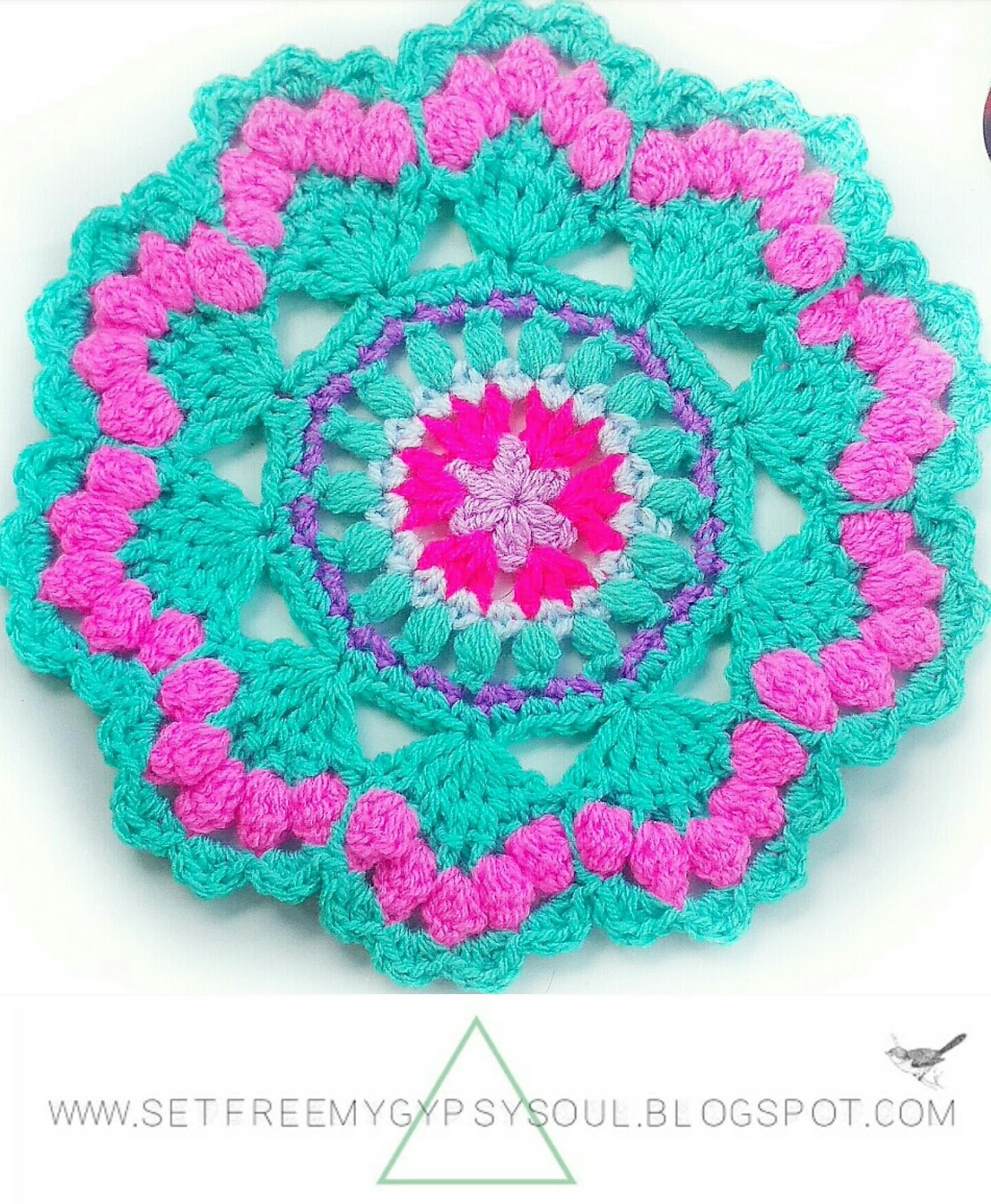 DIY colorful mandala crocheted potholder