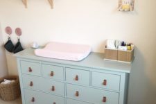 15 a Hemnes piece paitned mint and with leather pulls for a cute changing table