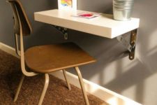 19 IKEA Lack shelf attached to the wall can be used as a tiny kids’ desk