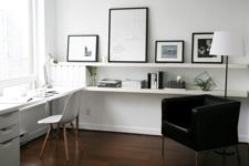 20 create a comfy storage space and a floating desk of IKEA Lack shelves