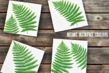 DIY botanical decoupage tile coasters