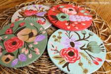 DIY floral painted cork coasters