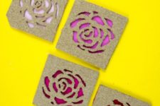 DIY rose cork coasters