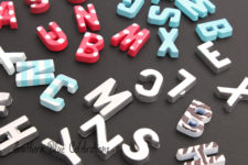 DIY striped, polka dot and metallic letter magnets
