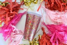 DIY confetti decorated tumblers