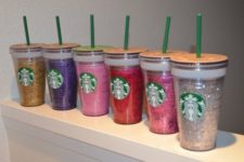 DIY glitter decorated Starbucks tumbler