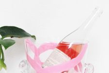 DIY glass and pink brushstroke ice bucket