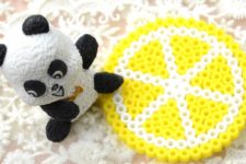 DIY lemon slice coasters of perler beads