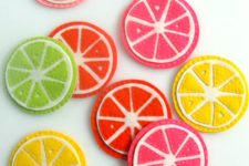 DIY felt lemon and other fruit coasters