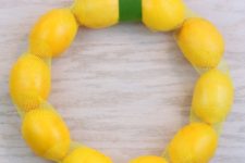 DIY sheer ribbon and lemons wreath