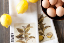 DIY vintage lemon print kitchen towels