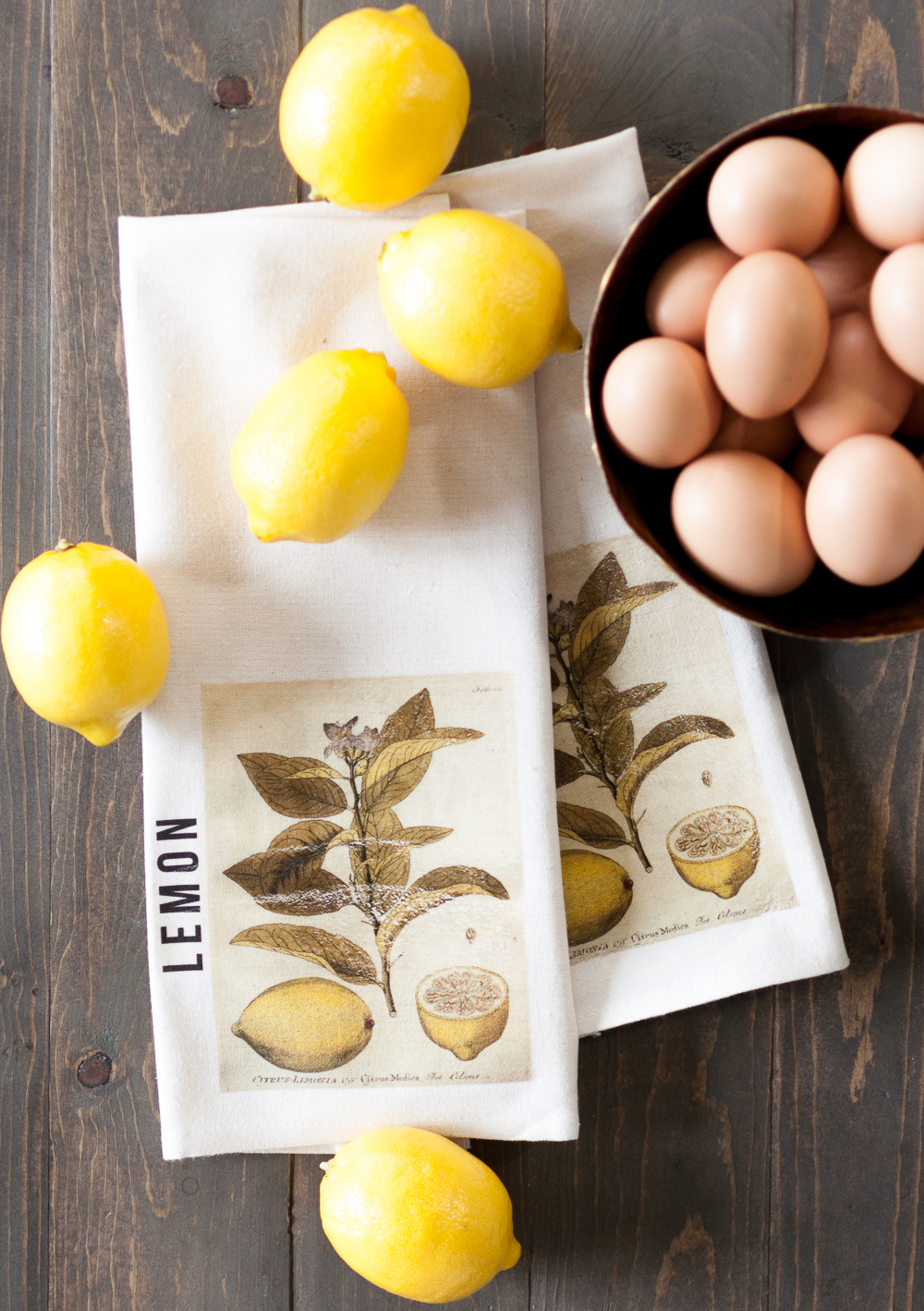 DIY vintage lemon print kitchen towels