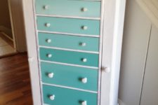 DIY white and ombre mint dresser