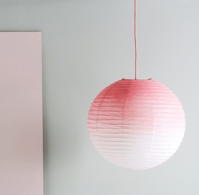 DIY ombre pink paper lampshade (via www.remodelista.com)