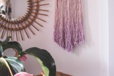 DIY lilac macrame ombre wall art