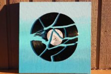 DIY ombre aqua artwork with a broken record