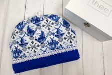 DIY printed fabric tea cozy with lace trim