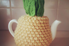 DIY crocheted pineapple tea cozy