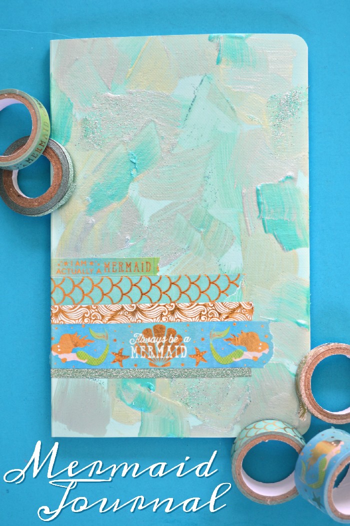DIY painted and taped mermaid journal (via madincrafts.com)