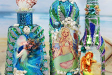 DIY sparkling and painted mermaid bottles