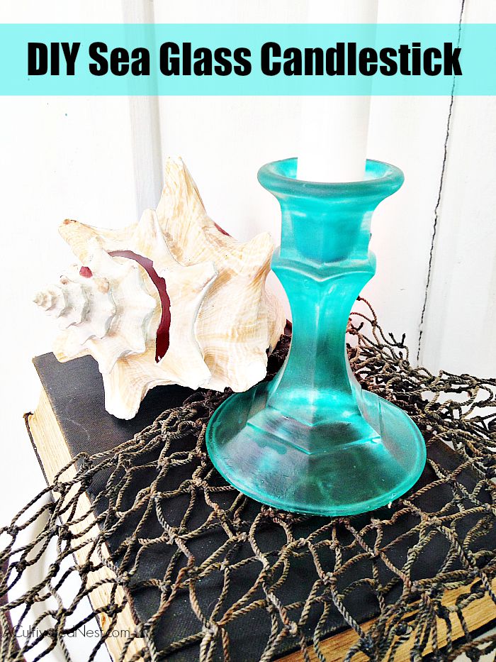 DIY turquoise glass candle holders (via acultivatednest.com)