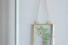 DIY small pressed flower artworks in hanging frames