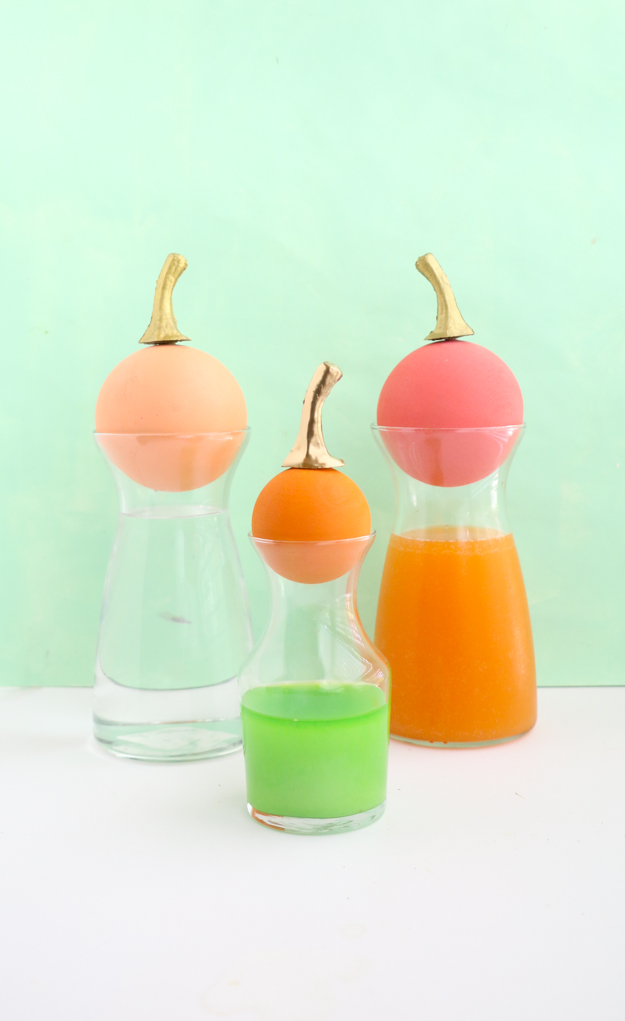 DIY colorful pumpkin decanters