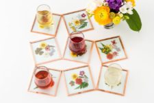 DIY glass tile pressed flower coasters