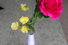 DIY purple ombre yarn wrapped vases