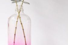DIY ombre pink vase of a large bottle